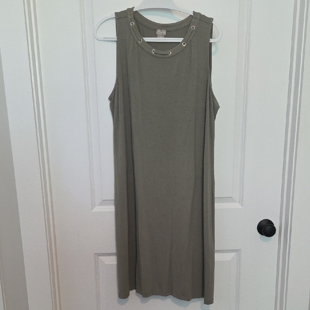 Chico's Green Sheath Mini Dress Sleeveless Crew Neck